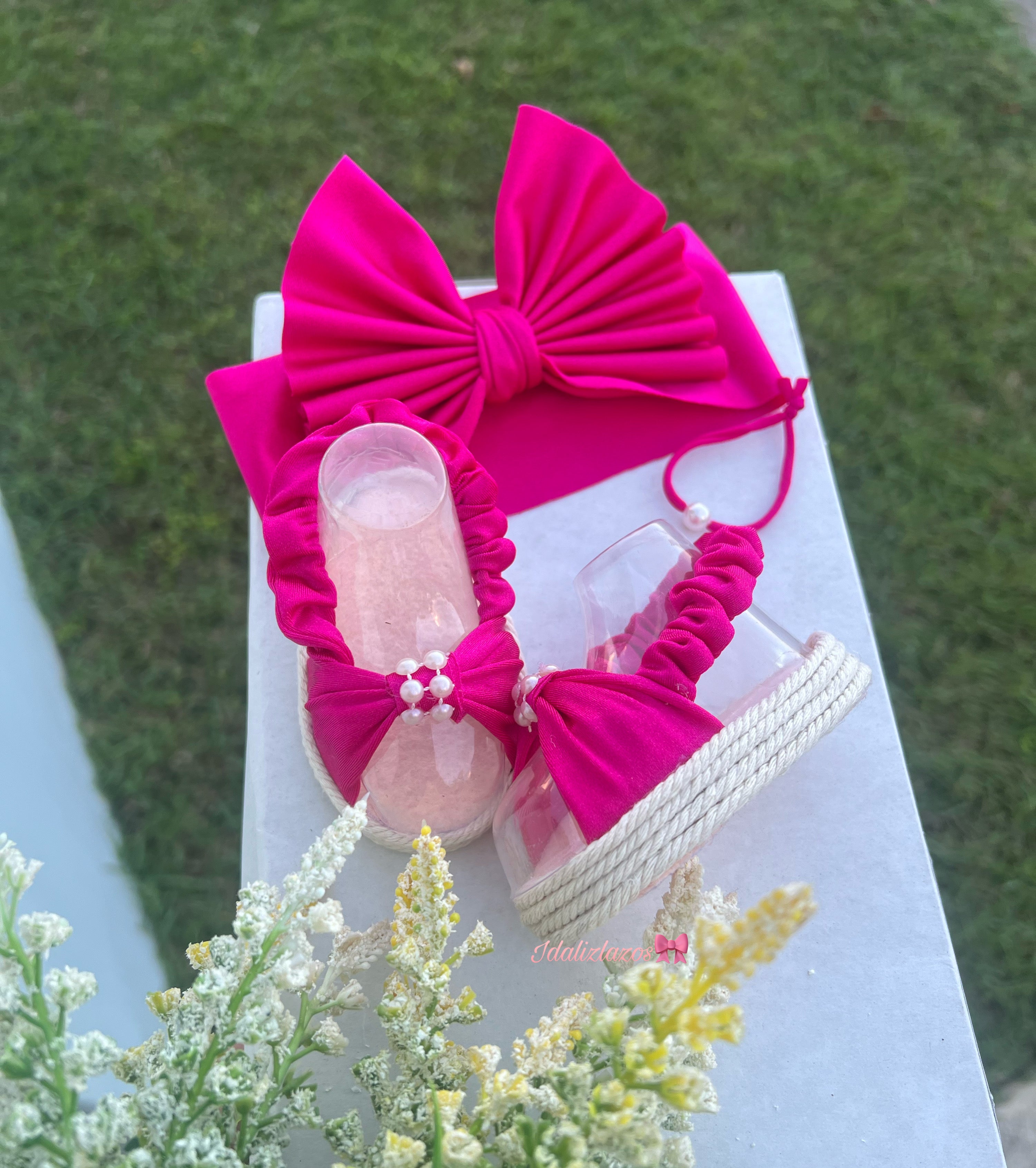 Set de lazo y sandalias plataformas estilo fruncido 🎀✨